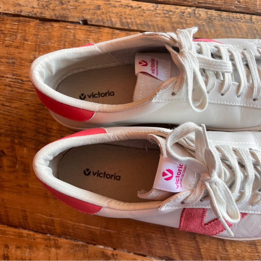 Victoria 126142 Sneaker White Leather Fuchsia Suede Turtle Dove Color - Picture 4 of 6